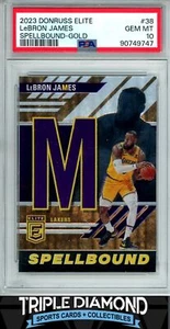 2023 Donruss Elite Lebron James Spellbound "M" Gold #07/10 PSA 10 Gem MT B654 - Picture 1 of 2
