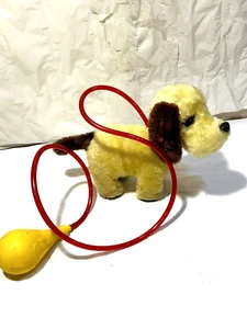 Vtg Plush Terrier Dog Toy Japan Squeeze Bulb Barks Walks - Picture 1 of 8