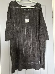 NEXT~Open Weave~Top/Tunic~20~Charcoal Grey~Acrylic/ Linen~Coverup for Cami~NWT - Picture 1 of 12