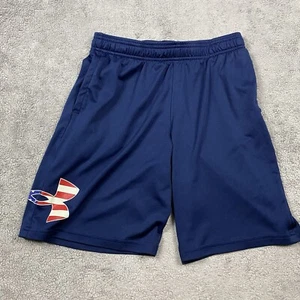 Under Armour Shorts Youth Large Red White Blue Flag Patriotic USA Heatgear - Picture 1 of 14