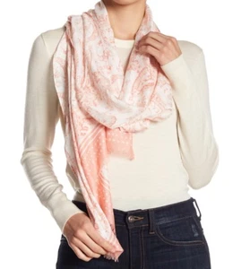 Rebecca Minkoff Eyelash Fringe Scarf Ornament Paisley Oblong Pink New - Picture 1 of 6
