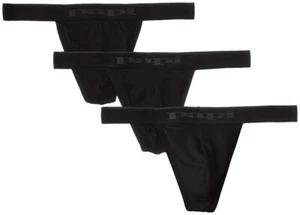 Papi Men's 3-Pack Premium Fashion Cotton Active Stretch Thong Underwear Black M - Picture 1 of 3