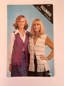 Villawool Vintage Crochet Leaflet L352 Longline Fringed Crocheted Ladies Vest - Picture 1 of 1