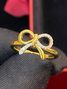 Pave 0,14 Cts Rotondo Brillante Diamanti Infinito Fidanzamento Anello In 14K Oro - Foto 1 di 12