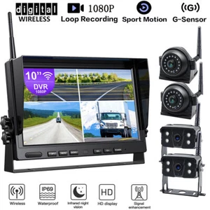 Digital Wireless 10" DVR 4CH Monitor 1080P Side Backup Cam For Truck Motorhome - Picture 1 of 12