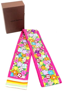 Authentisches Louis Vuitton Bandeau rosa Blumenmuster, Schal Seide mit Box KW040004 - Bild 1 von 12