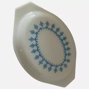 Vintage PYREX Blue Garland Snowflake Casserole LID ONLY 943C 10.5x7" - Picture 1 of 5