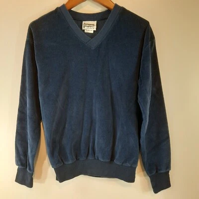 McGregor Shirt Boys 12 Blue Bagpiper Velour V-Neck Pullover USA Vtg 70s 80s - Image 1 of 4