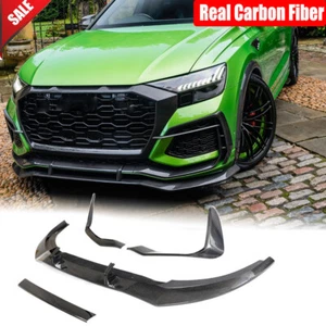For Audi RSQ8 RS Q8 2021-2024 Real Carbon Fiber Front Bumper Lip Body Spoiler - Picture 1 of 13