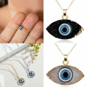 Fashion Lucky Evil Eye Chain Necklace Women Choker Collar Chunky Jewellery Gifts - Picture 1 of 37