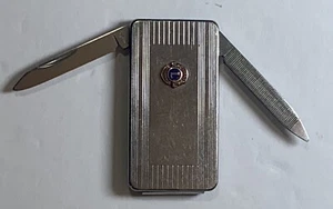 Vintage Lions Club Imperial Stainless Money Clip w Fold Out Knife and Nail File - Picture 1 of 5