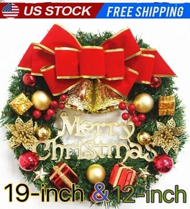19/12in Christmas Wreath Xmas Gift Front Door Wall Decor Garland Yard Decoration - Picture 1 of 7