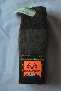 REALTREE Wool Blend Socks Silvadur USA 2 Pair Size Large Mens 9-12 Ladies 10-12 - Picture 1 of 2