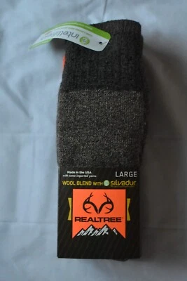 REALTREE Wool Blend Socks Silvadur USA 2 Pair Size Large Mens 9-12 Ladies 10-12 - Image 1 of 2