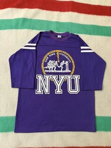 Vintage 80s Artex NYU New York University Cotton Jersey Shirt Small 2 Tone Mint - Picture 1 of 13