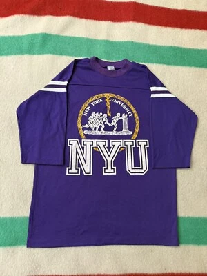 Camisa Jersey Vintage Años 80 Artex NYU Universidad de Nueva York Algodón Pequeña 2 Tonos Como Nueva Foto 1 de 4