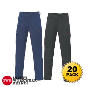 20 x DNC Workwear Mens Digga Cool Breeze Cotton Cargo Pants Work Black Navy 3352 - Picture 1 of 3
