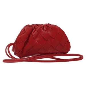 BOTTEGA VENETA INTRECCIATO Accesorio Bolsa Cuero Rojo Auténtico 122864 - Imagen 1 de 17