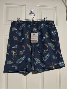 Pantalones Cortos Patagonia Para Hombre M Tidepool Azul Bolsos Largos 7" Calce Relajado Forrados Nuevos con Etiquetas - Imagen 1 de 8