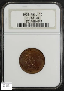 1903 PROOF USA Philippines One Centavo 1C NGC PF 62 BN - Picture 1 of 5