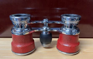 Antique LA REINE Red Adjustable Opera Glasses Binoculars FRANCE - Picture 1 of 5