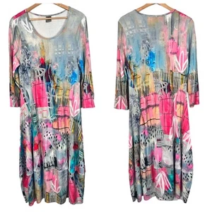 SIMPLY ART DOLCEZZA Women's S The Best Things In Life Abstract Art Midi Dress - Picture 1 of 12
