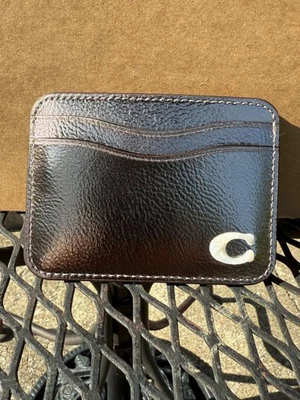 AUTÉNTICO COACH Estuche para Tarjetas Ondulado en Coachtopia Gunmetal Metálico CU883 Foto 1 de 4