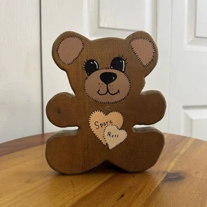 Holz handbemalt Braunbär Ersatzrolle Papierhandtuch Toilettenpapier Dekor Y2K Vintage - Bild 1 von 6