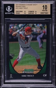 2011 Bowman Chrome Draft Refractor Mike Trout ROOKIE #101 BGS 10 PRISTINE - Picture 1 of 2