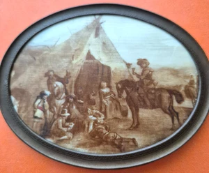 Seltene antike signierte Wouwerman gerahmte Miniatur Porzellanmalerei ca. 3" x 4" - Bild 1 von 4
