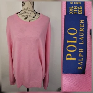 Suéter Polo Ralph Lauren Para Hombre 2XL Rosa Cuello Redondo 100% Cachemira Rendimiento - Imagen 1 de 14