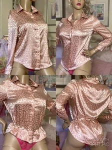 HIGH GLOSS LIQUID SATIN Secretary GOVERNESS Mistress Button Front Shirt Blouse - Picture 1 of 24