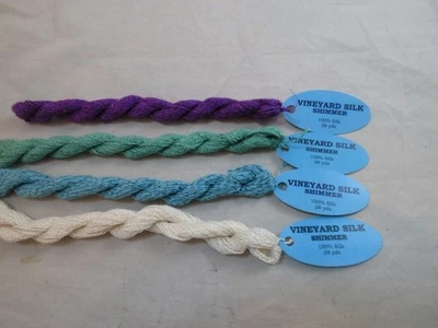 Vineyard Silk Shimmer Lot of 4 28 yrd Skeins 100% Stranded Silk    H133 - Image 1 of 3