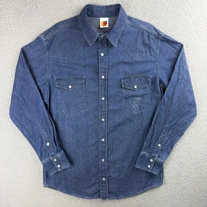 Sky High Farm Hemd Herren Medium M Blau Denim Perlen Druckknopf Kragen Polo Knopfleiste 1 - Bild 1 von 9
