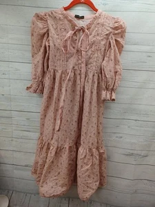 J. Teens Floral Girl Dress Sz 12 Pink Green Tiered Ruffles Long Sleeve - Picture 1 of 8