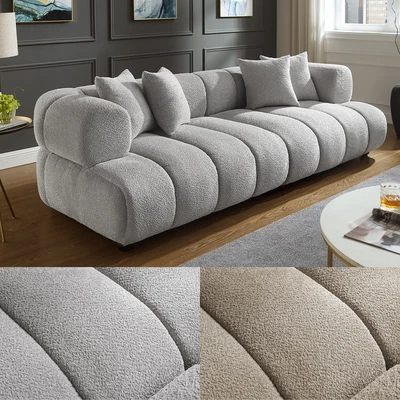 XXL Sofa ADLON - 255cm - FARBWAHL - Bouclé Teddystoff - Federkern - Bigsofa - Bild 1 von 4