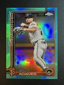2025 Topps Chrome Baseball Willy Adames Aqua /199 #282 Giants - Picture 1 of 2