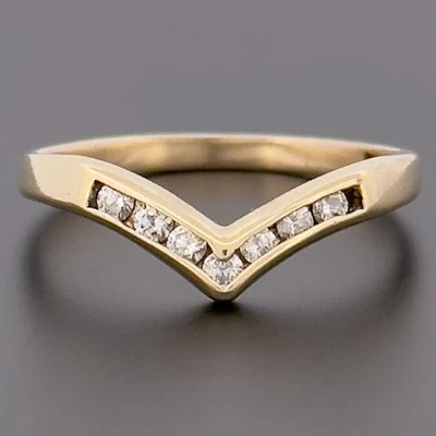 9ct Yellow Gold Diamond Eternity Wishbone Ring Size M Hallmarked - Image 1 of 4