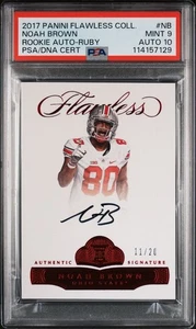 2017 Panini Flawless Collegiate Rookie Autographs /20 Noah Brown PSA 9 AUTO 10 - Picture 1 of 2