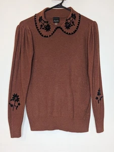 Aaeda Pullover bestickt Blumen M Kragen  - Bild 1 von 10