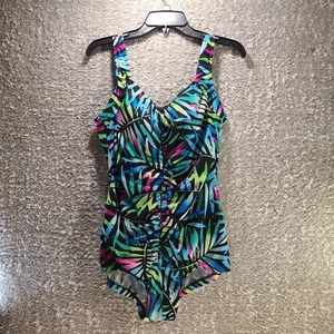 Maxine Badeanzug Einteiler Tropical Rüschen gefüttert leicht wattiert Nylon Gr. 14 - Bild 1 von 11