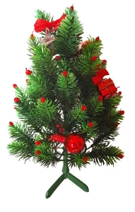 Weihnachtsbaum Kitsch Dekor Kunststoff grün Tri Ständer 11" Vintage Retro Bauernhof Landhaus - Bild 1 von 14