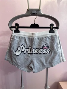 Vintage Y2k Limited Too Grey “Princess” Butt Logo Sweat Shorts Girls L 14 - Picture 1 of 5