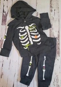 Cat & Jack Halloween Skeleton Spider Hooded Hoodie Tee Sweat Pants Set 18mos - Picture 1 of 5