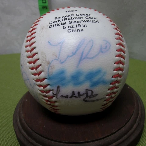 AUTOGRAPH BASEBALL Toledo Mud Hens hand-signed Franklin eight 8 signatures Cover