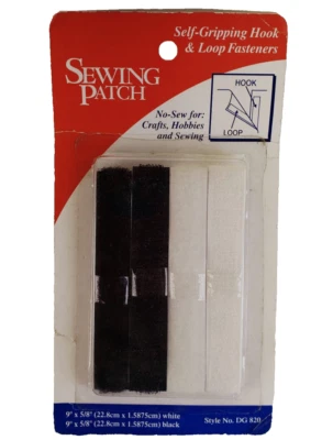 Allary No-Sew Self Gripping Hook & Loop Fasteners  9" x 5/8", Black & White - Image 1 of 3