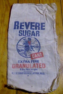 antike 30er 40er Jahre REVERE Zucker TUCHBEUTEL Boston Massachuetts LEBENSMITTELVERPACKUNG - Bild 1 von 2