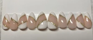 White And Nude Press On Nails - Picture 1 of 1