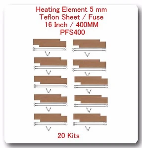 20 Heating Elements 5mm + 20 PTFI Sheet For Impulse Sealer 16" / 400mm PFS400 - Picture 1 of 1