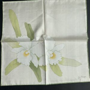 Vintage Jim Thompson Thai Seide Narzissen Seide quadratischer Schal Taschentuch 16 Zoll x 16 Zoll
